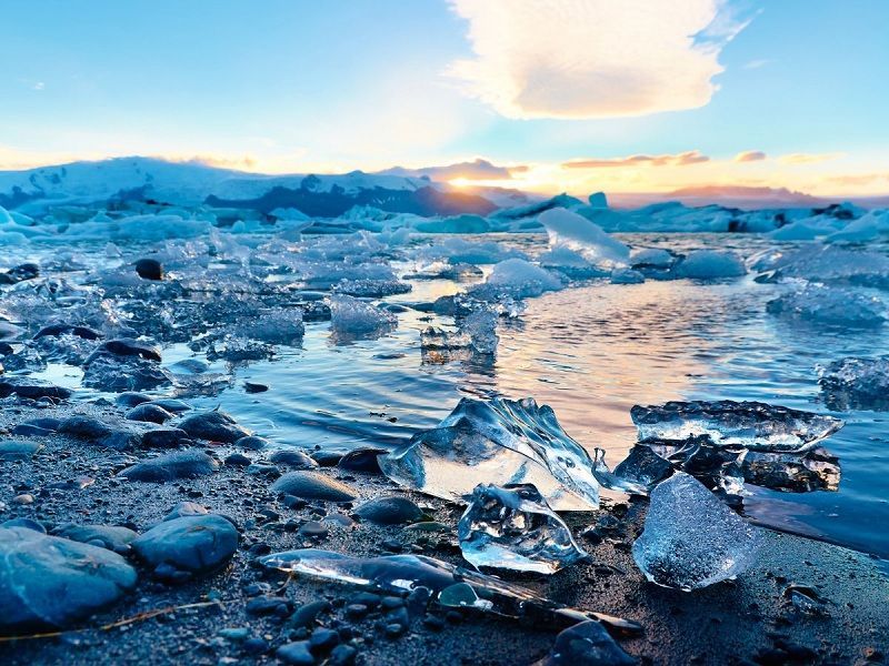 Glaciers are slowly melting due to global warming