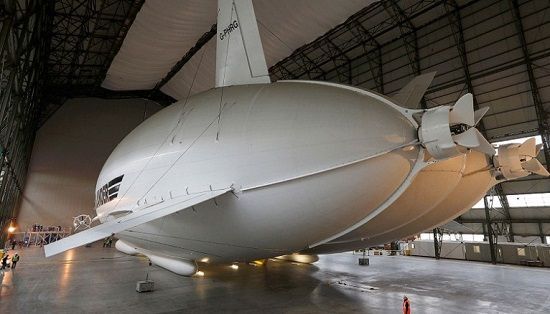 The fully assembled Airlander 10 in its Bedfordshire hangar