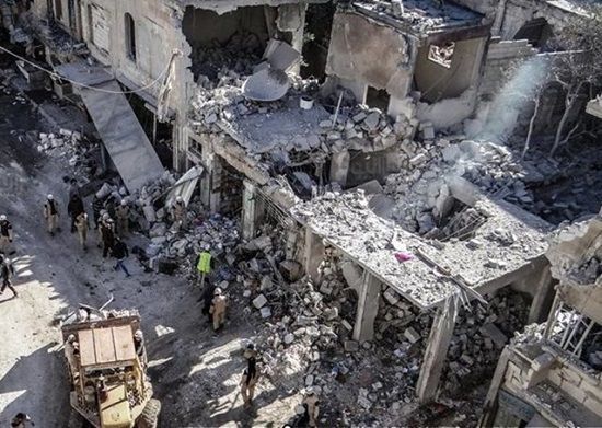 Destroyed buildings in Syria