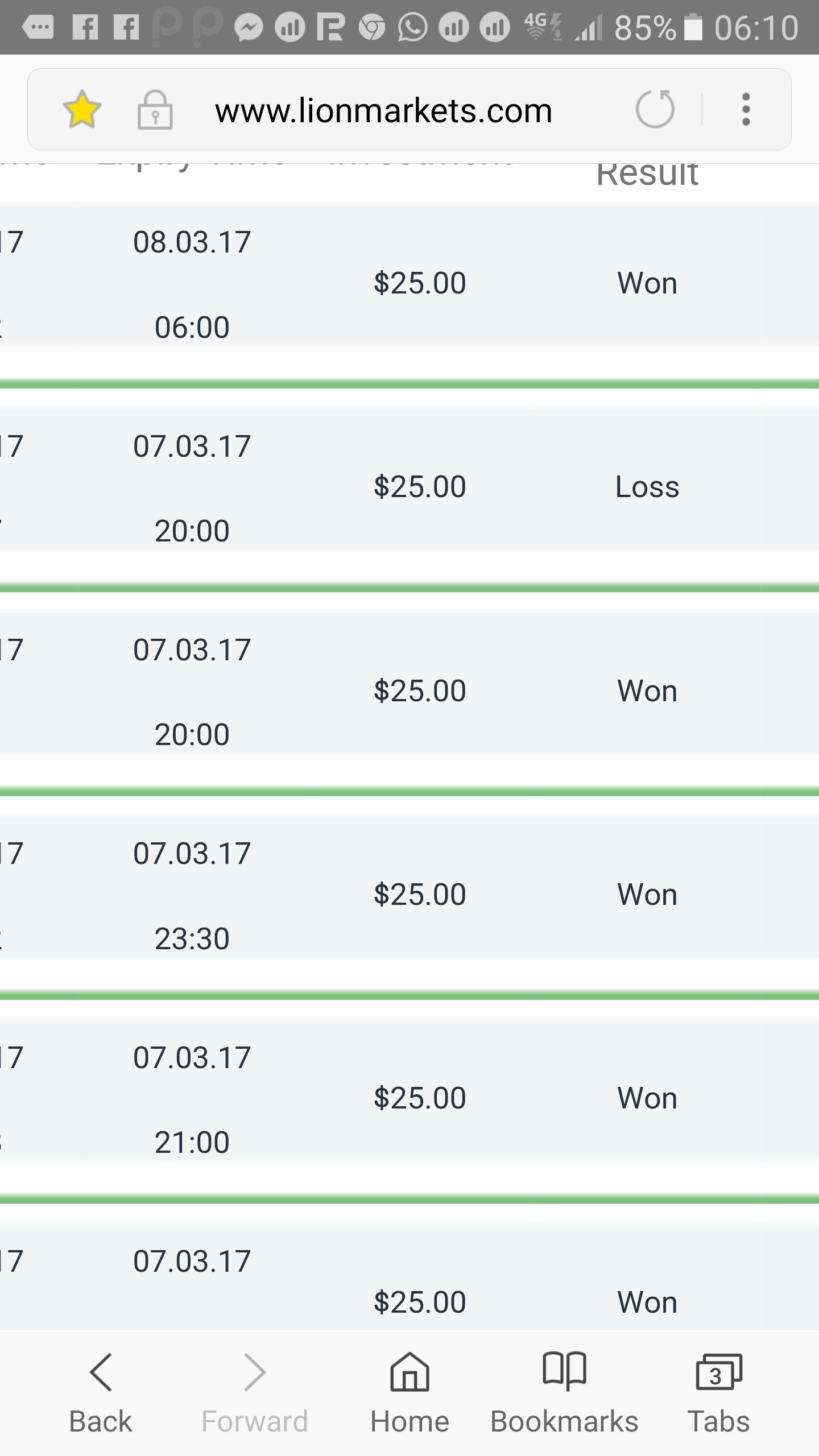 Member's trading session results - 07.03