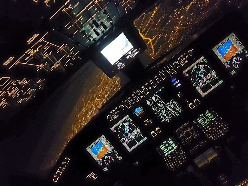 Picture of a night flight from Geneva to Warsaw taken by the pilot