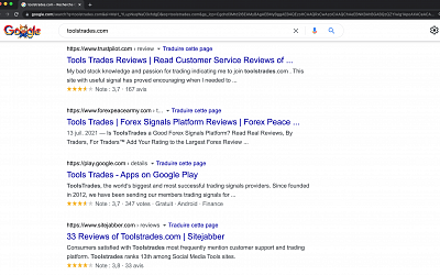 google toolstrades first page