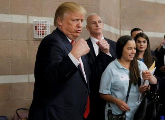 Donald Trump in a good mood after winning in Nevada