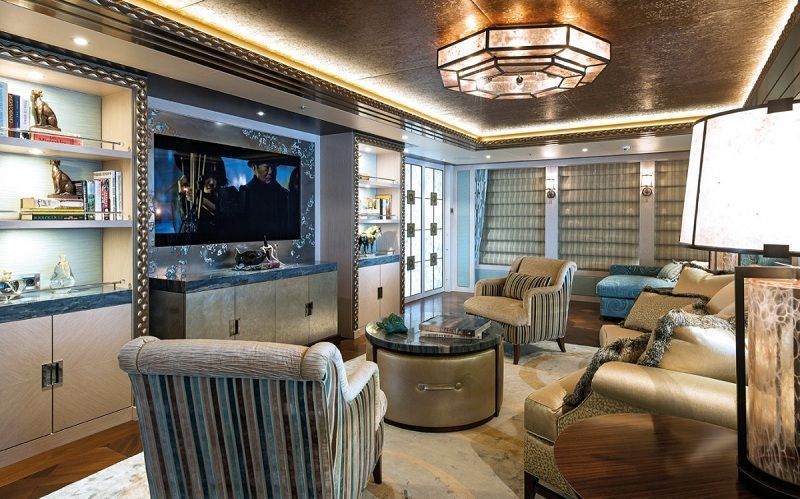 The yacht has plenty of areas for sitting and watching TV